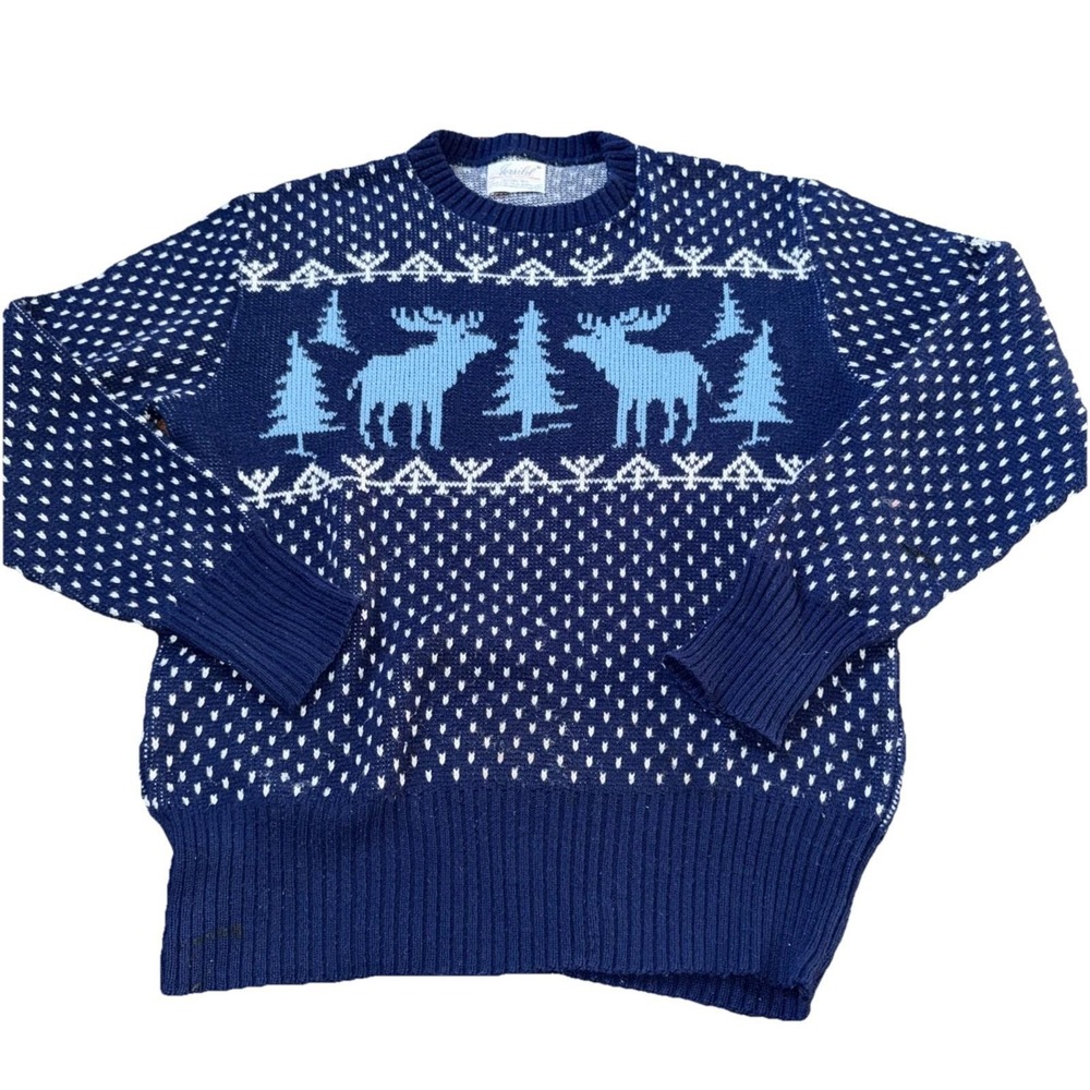 Vintage Jersild 1960s Moose Birdseye Ski Sweater Men M Made in USA Swiss Machine
